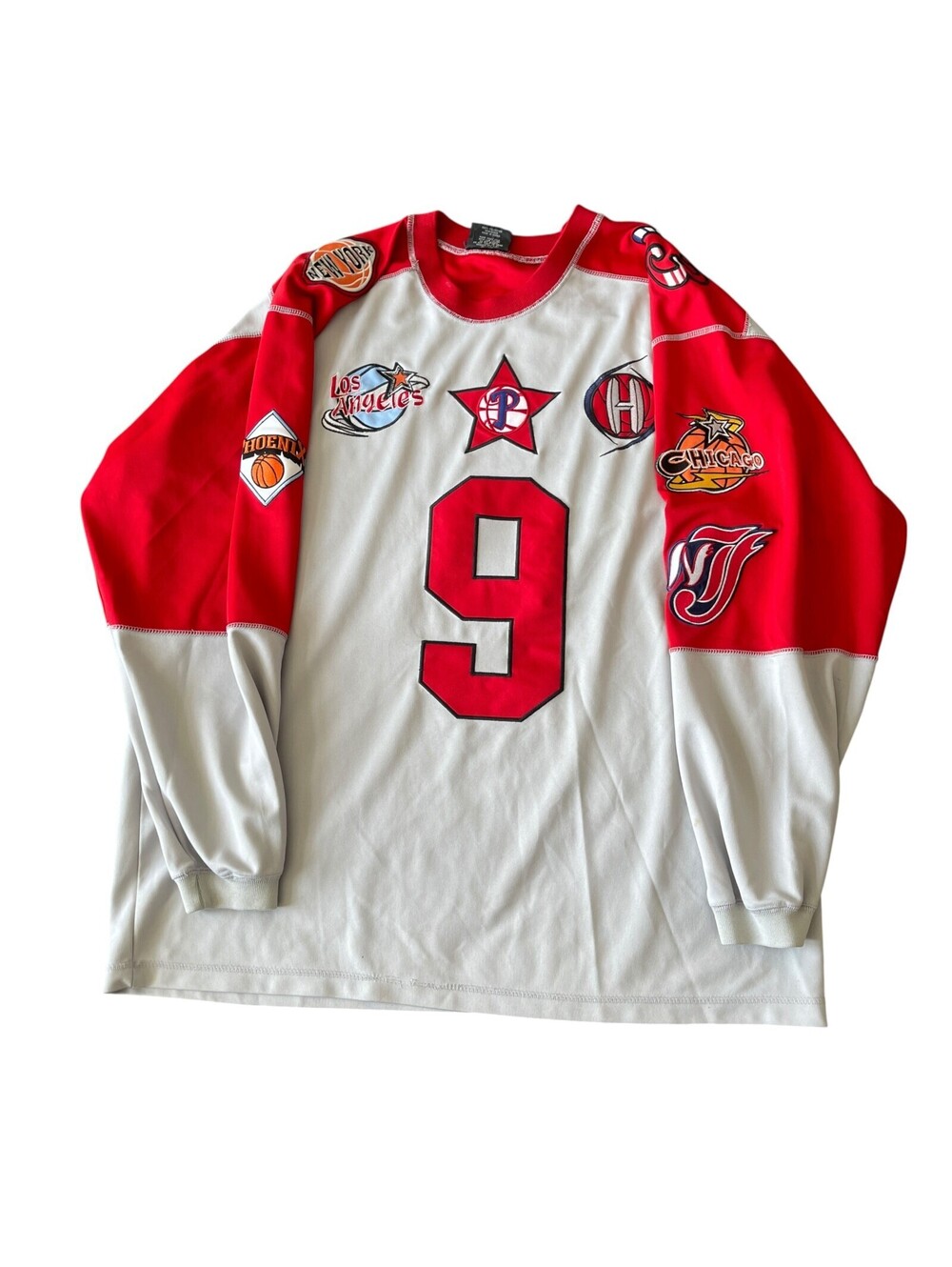 Vintage 90s Philly Long Sleeve Basketball Patched Jersey Shirt